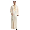 Men Arabic Long Sleeve Embroidery Thobe Stand Collar Kaftan Robe