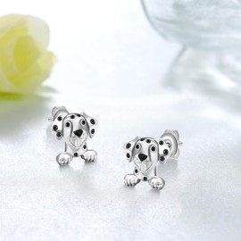Dalmatian Earrings S925 Sterling Silver Dog Stud Earrings Dalmatian Gifts Dalmatian Jewelry for Women Dalmatian Lover