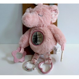 Dreamgro Fuzzy Pink Elephant Activity Buddy Plush Mirror Rattle Crinkle Teether