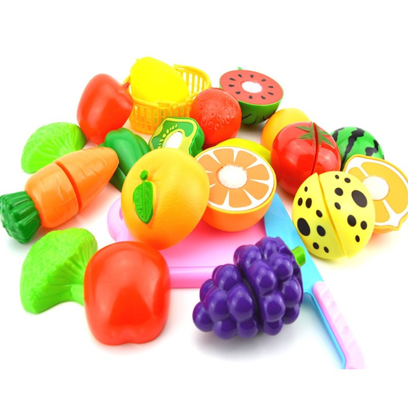 23pcs/set Kids Educational Gift Toy Plastic Kitchen Cut Fruits Kids