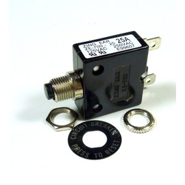 Philmore 25 Amp Push Button Manual Reset Thermal Circuit Breaker 50V DC, 250V AC