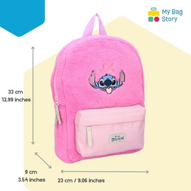 mybagstory - Stitch Backpack Girls - Pink - Children - School - Nursery - Nursery - School Bag Girls - Adjustable Straps - Gift Idea - 33 cm - Shell Bag, Stitch - Pink, Enfant, Stitch - Pink