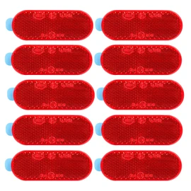 10 Pack Self Adhesive Oval Reflector, E9 Approved Road Safety Gate Post Rear Reflector for Driveway Fence Gate Posts, Trailers, Safety Reflectors, Automobiles, Boats, Mailboxes (Red)