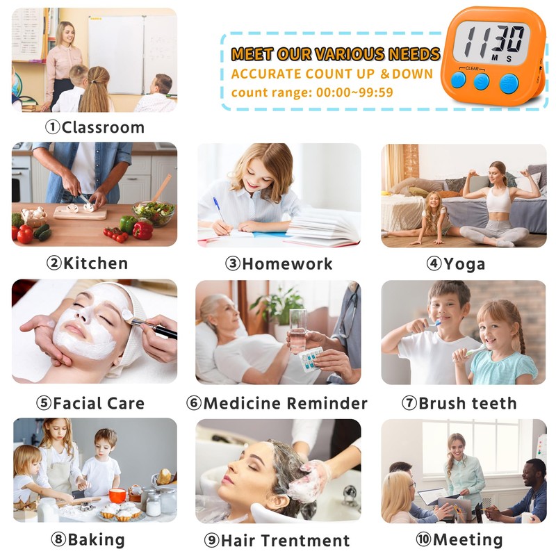 Timer for Kids Teachers Digital Kitchen Timers for Cooking Large