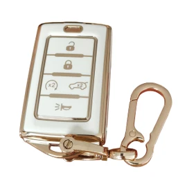 WKEDQAF TPU for Jeep Key Fob Cover Compatible with Jeep Grand Cherokee L 2022 Grand Wagoneer 2022 Wagoneer 2022 Grand Cherokee L 2021 (5-B White)