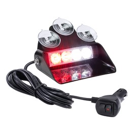 LAMPHUS SolarBlast SBWL14 4W RED White LED Emergency Dash Light [32 Flash Modes] [Adjustable Angle] [Suction Cups] Flashing Warning Strobe Dash Windshield Light for Volunteer Firefighter Vehicles