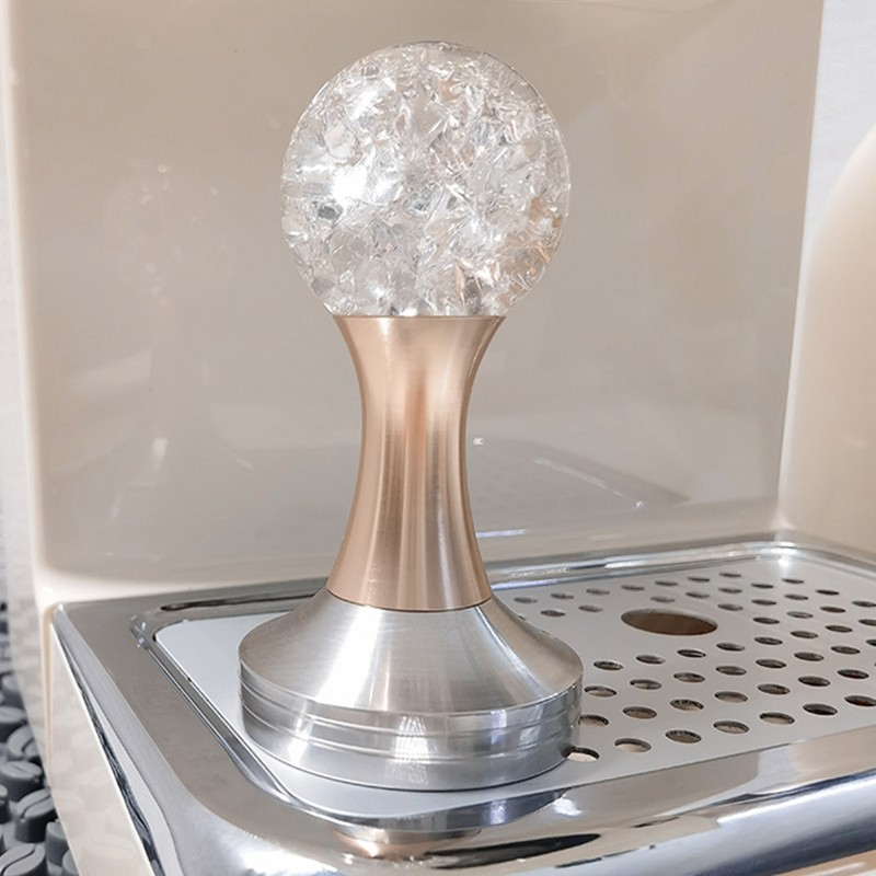 Crystal Ball Coffee Flat Tamper Stainless Steel Base Powder Hammer