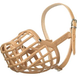 OmniPet Leather Brothers Italian Basket Dog Muzzle, Adjustable Secure Fit, Comfortable Design, Training and Safety, Averts Biting, Prevents Chewing and Scavenging, Perfect for Grooming - Tan, Size 10