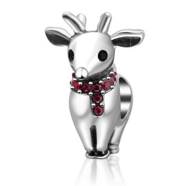 SOUKISS Merry Christmas Tree,Reindeer, Bell,Snowman Charms 925 Sterling Silver Xmas Gifts Bead Fit Bracelet (Red Reindeer)