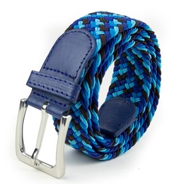 Glamexx24 Elastic Fabric Belt Stretch Belt: Unisex Braided Stretchy Belt for Men and Women, Width 3.5 cm, Length 90 cm to 120 cm, blue
