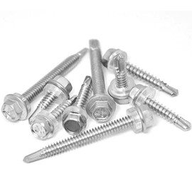 50 PCS #10 x 2" Hex Washer Head Self Drilling Screws, Self Tapping Sheet Metal Tek Screws, 410 Stainless Steel