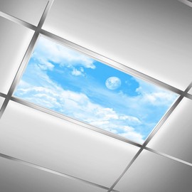 2PCS Fluorescent Light Covers for Classroom Ceiling Lights Magnetic Light Covers,Fluorescent Light Filters for School Home Office Drop Ceiling Lamp Decor Light Filters 4x2Feet(White Cloud Moon)