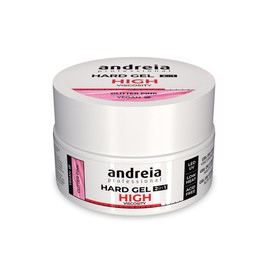 Andreia Professional Hard Nail Gel Biphasic 2 in 1 LED et UV Gel Nail Builder - High Viscosity for Hard Strong Nails Tips and Extensions - Build Up Gel for Nails - Colour Glitter Pink 22g
