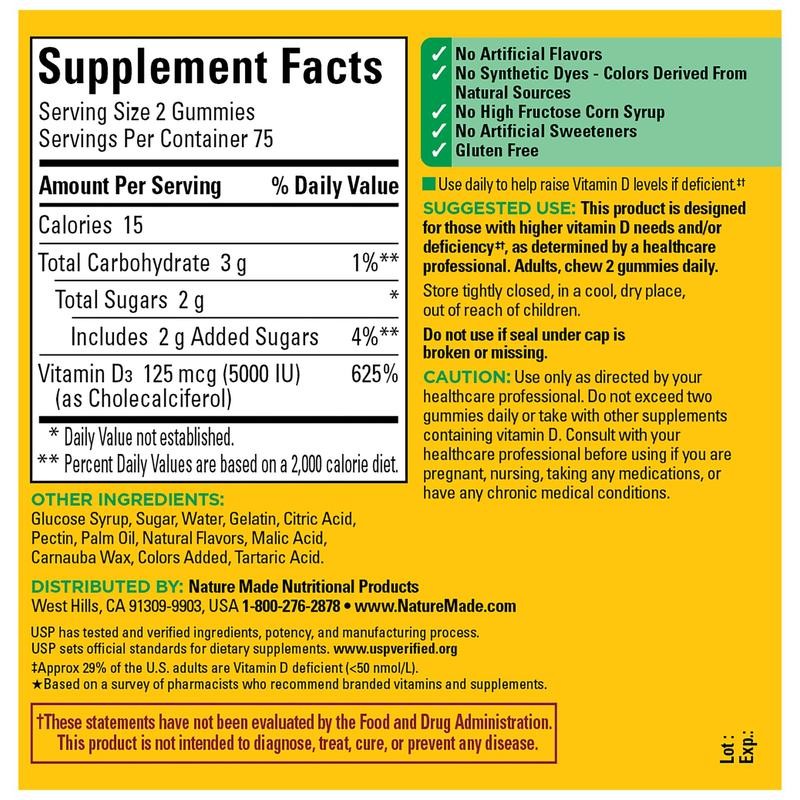 Vitamin D Extra Strength 5000 IU (125 mcg) Gummies -