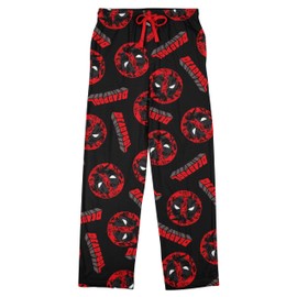 Bioworld Deadpool Repeat Name & Logo Men's Black Sleep Pajama Pants-Large