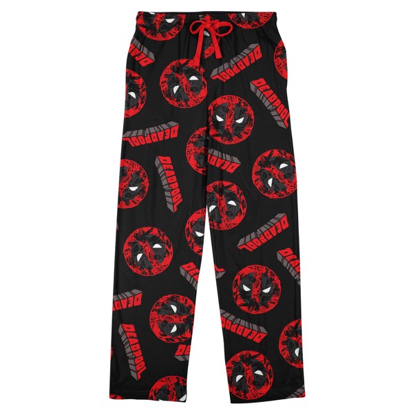 Bioworld Deadpool Repeat Name & Logo Men's Black Sleep Pajama