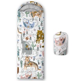 QOOMO Cartoon Wildlife Printed Camping Sleeping Bags,3 Season Warm & Cool Lightweight,Waterproof Sleeping Bags for Adults & Kids,Traveling,and Outdoors,Camping Gear Equipment,31x90inch