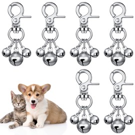 Dacitiery 6 Pcs Pet Bells for Collars Dog Triple Bell Pendant Dog Bell Collar Charm Loud Dog Bells Key Rings for Dog Cat Collar Decoration and Training