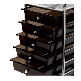 Seville Classic Carro Organizador 10 Cajones Negro Con Ruedas Importado