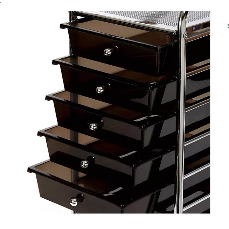 Seville Classic Carro Organizador 10 Cajones Negro Con Ruedas Importado