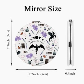 CMNIM FW Inspired Gift 4th Wing Pocket Mirror I Will Not Die Today Dragon Lover Gift Fantasy Dragon Book Fan Makeup Mirror (25528 FW Mirror)