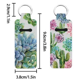 FREEBLOSS 2 Pack Lip Balm Holder Keychain Succulent Plants Pattern Chapstick Holders Lip Gloss Holder Keychain Lipstick Sleeve Keychain Chapstick Sleeve Holder for Women Friends Gift