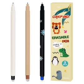 QRKPVHD Set of Erasable Gel Pens, with Thermosensitive Erase Ink, Ball on the End for Removing Ink, Tip Diameter 0.7 mm, Animal Designs for Student Stationery