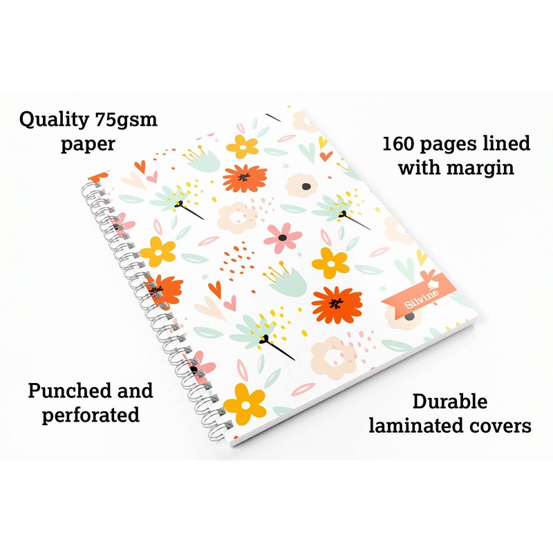 Silvine A5 Wirebound Notebooks in 4 Assorted Marlene West Designs.