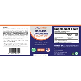 Vitamatic Bacillus Coagulans Shelf Stable Probiotic Supplement - Promote GI Digestive Health - 60 Vegetable Capsules - Survives Stomach Acids- 2 Pack