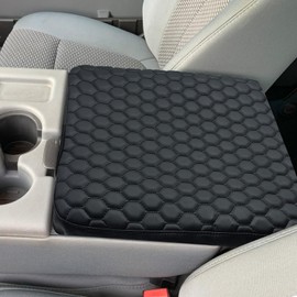 BystralX Center Console Cover Nappa Leather Armrest Cover Compatible with 2011-2014 Ford F150, 2011-2016 F250 F350 F450, Middle Console Cover Center Console Cushion(Jump Seat Only)