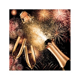 Ambiente Lunch Napkin 33 x 33 cm with Popping Cork Motif Champagne Bottle Fireworks New Year's Eve 20 Pieces per Pack