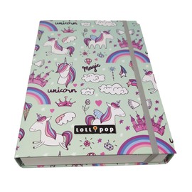 Theonoi Children's Document Box with Elastic Band DIN A4 - Unicorn Girls (Unicorn Magic)