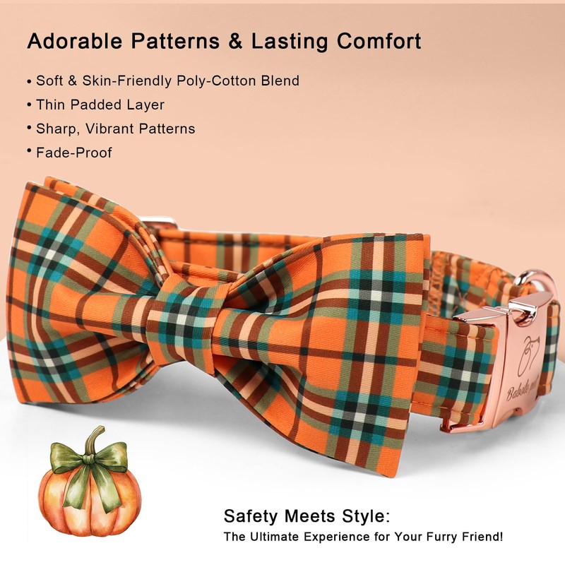 Babole Pet Fall Dog Collar with Bow Tie - Green