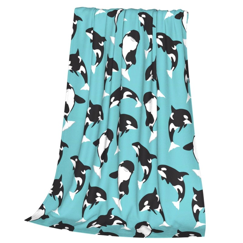 Chioee MT0992XA Flannel Blanket Throw Orca Pattern, Cute Animal, Stylish