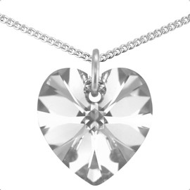 Sterling Silver April Birthstone Necklace Diamond Pendant Chain With Sparkly Heart Crystal Jewellery for Women Gift for Girlfriend, Mum, Wife Birthday, Anniversary & Valentine’s 18 inch