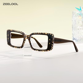 Zeelool Blue Light Glasses for Women Retro Brown Tortoise Rectangle Eyeglasses Fashion Computer Eyewear Glasses Anti Eyestrain Gleam JGA690824-02B