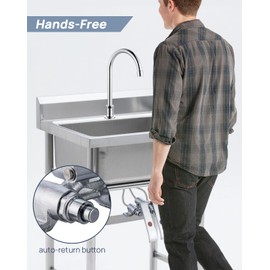 Sepaitek Commercial Knee-Operated Sink Valve – Heavy-Duty Brass Hands-Free Faucet Control, Double Pedal Hot & Cold Water Mixer, for Industrial, Hospital, Lab, Kitchen, Hotel (Easy Install, No Leak)