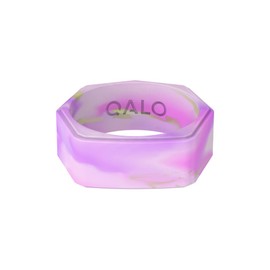 QALO Women's Rubber Silicone Ring, Natural Stone Lake, Wedding Ring for Women, Breathable, Durable Engagement Silicone Band, 9mm Wide 2mm Thick, Amethyst, Size 5