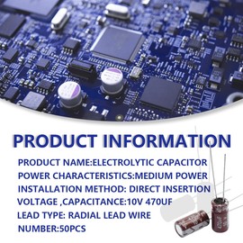 Innfeeltech 50 Pcs Electrolytic Capacitor 470uF 10V Aluminum Radial Electrolytic Capacitors