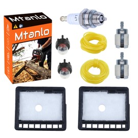 Mtanlo Air Filter Kit for Echo CS-300 CS-301 CS-305 CS-306 CS-340 CS-341#13031039132 with L7T/BPMR7A Spark Plugs 188-512-1 Primer Bulb 530047721 Fuel Hose