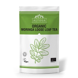 Ausha Organic Moringa Tea - 100 Grams | Loose Leaves - Caffeine Free, Detox,Fibre,Calcium | Certified Organic