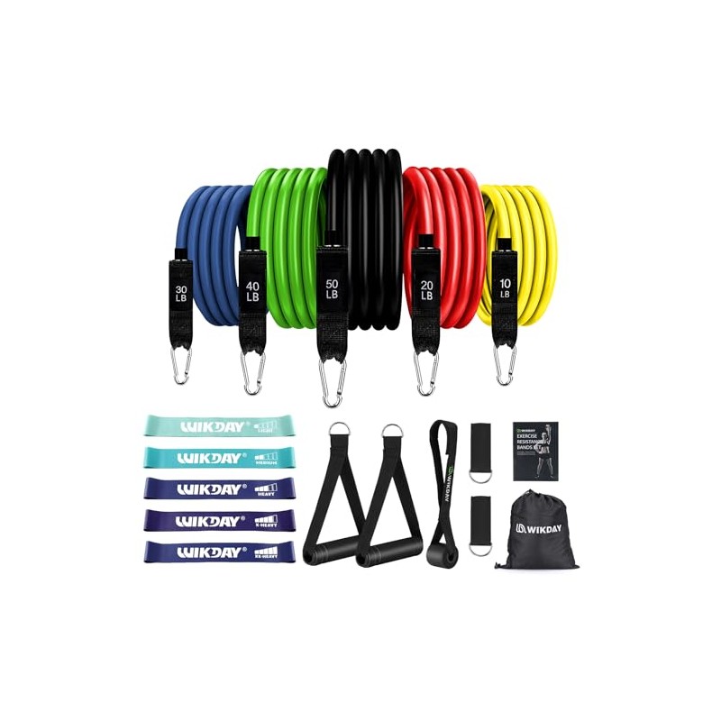 WIKDAY Exercise Resistance Bands with Handles for Working Out, 10-150