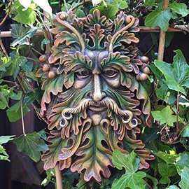 Green Man Wall Plaque Acorn Leaf Bearded Face Man Of The Forest Wood Spirit
