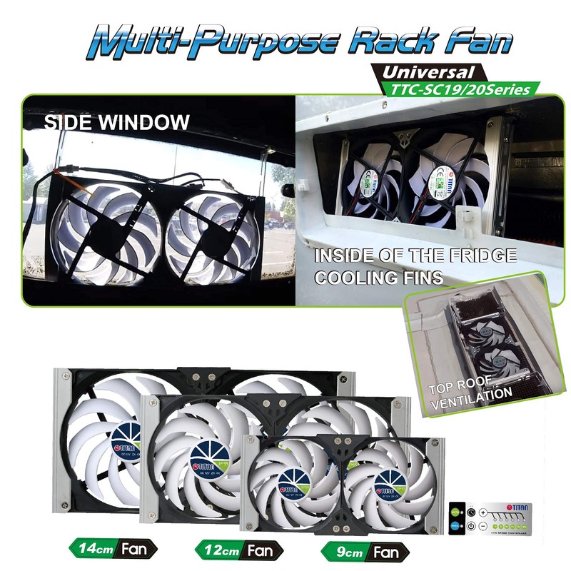 TITAN- 12V DC IP55 Waterproof Double Rack Mount Ventilation Cooling