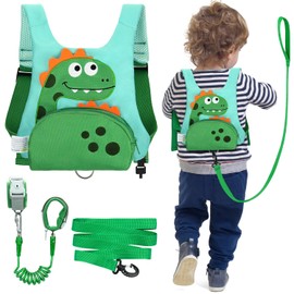 Dr.meter 3 in 1 Toddler Reins, Backpack with Reins 1.2M Cute Dinosaur Kids Safety Harness Tether with Key Lock Child Protective Leashes While Walking for Outdoor Activity Keep Kids Close