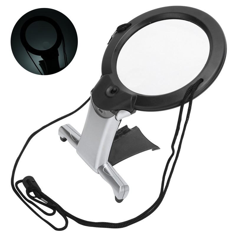 26X Dual LED Reading Magnifier Handheld Neck Wearing MultiFunction Table