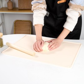 Silicone Baking Mat 21×15 Inches Nonstick With Measurements. Silicone Pastry Mat For Pastry, Bread, Cookies, Pizza, Fondant, Pasta（Apricot）