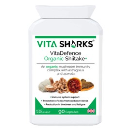 VitaDefence High Strength Vegan Mushroom+ Complex | Potent Organic 'Shroom Ingredients Including Chaga, Shittake & More, with VIT' C for Total Immunity