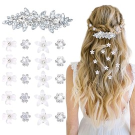 WHAVEL Rhinestone Hair Accessories 21PCS Silver Hair Clips Fancy Barrettes Prom Wedding Accessories for Women