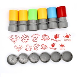 Bailinks 6 Pieces Teacher Stamps, Stamps for Kids, Colorful Supplies Stamps for Homework, Colorful School Supplies Stamps, School Student Homework